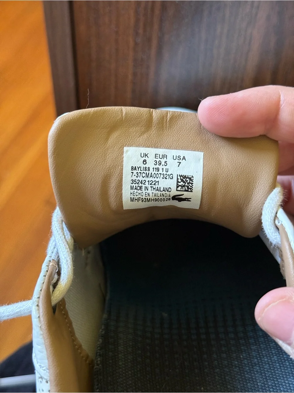 Lacoste Men’s White Leather Sneakers with Green Heel Tabs